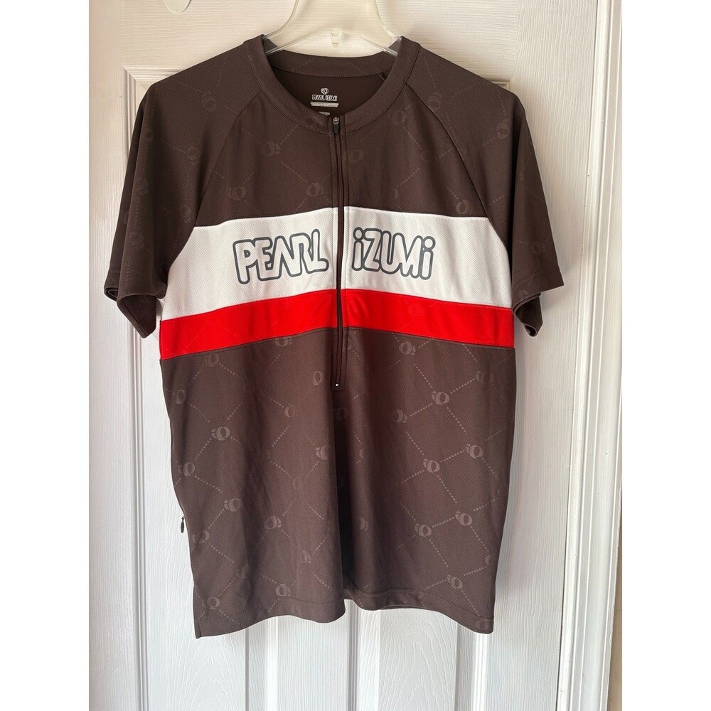 Pearl Izumi Cycling Jersey Mens XL Brown Red White Half Zip Bike Shirt USA